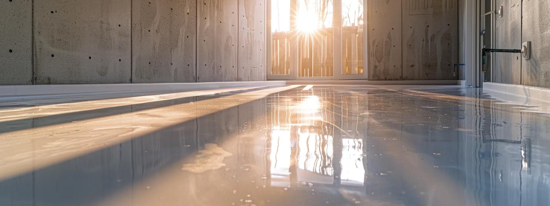 a modern basement waterproofing installation showcases advanced exterior membranes and drainage systems expertly applied to foundation walls, highlighting a pristine and well-structured environment focused on structural integrity and moisture defense.