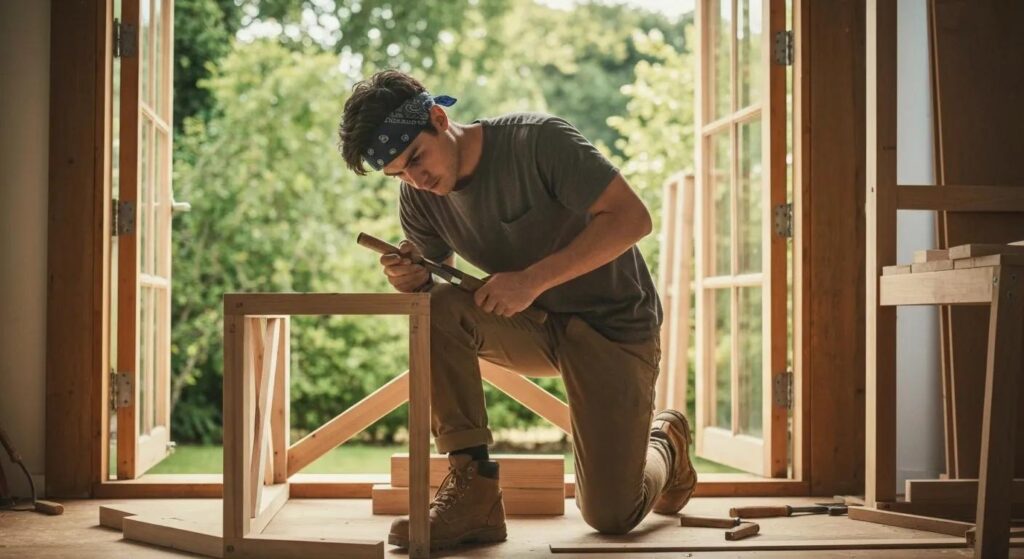 Skilled contractor examining a damp basement wall for effective waterproofing solutions